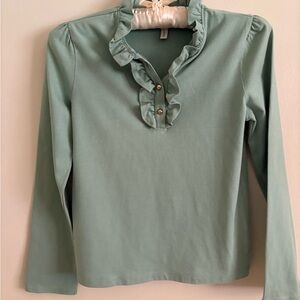 Janie and Jack Green Long Sleeve Ruffle Tee